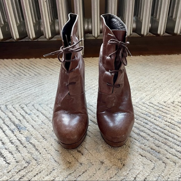 Rodebjer Brown Leather Lace Up Booties - Picture 5 of 8
